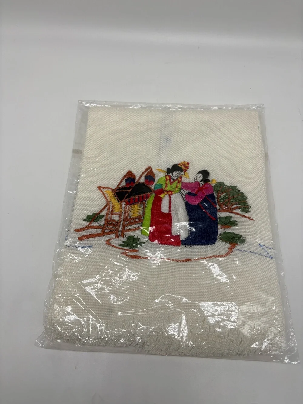 Vintage Korean Embroidered Table Runner